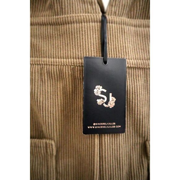 Sincerely Jules Women's Sz L Brown Corduroy Wide Leg V-Neck Jumpsuit Overalls - Picture 5 of 15